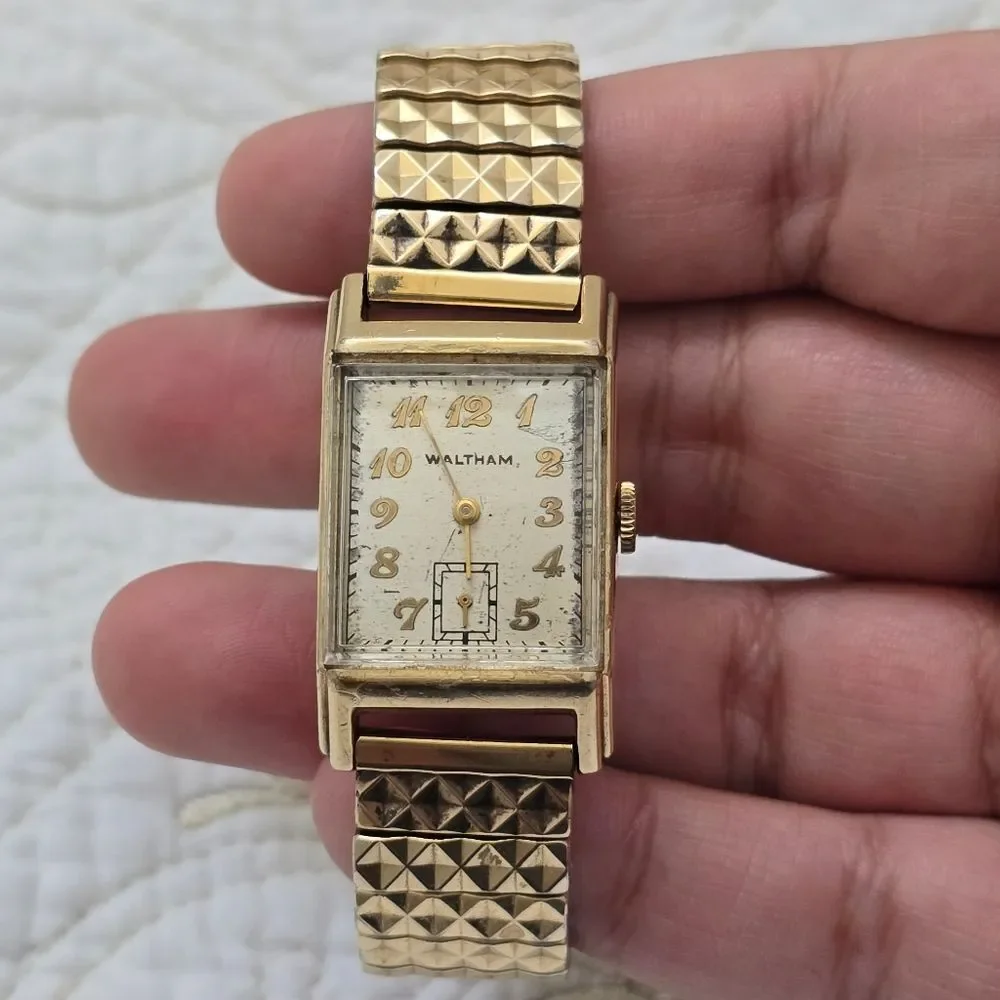 Vintage Waltham Art Deco Tank Watch 10K Gold Filled 17J Small Seconds Classic